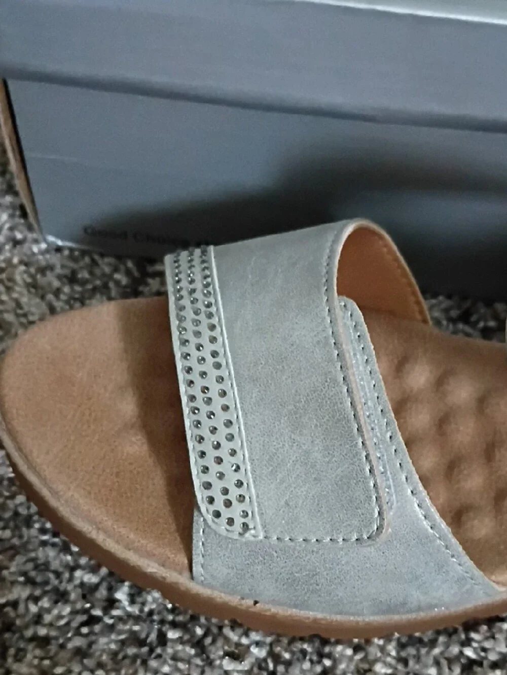 Good Choice Metallic Silver Wedge Sandals with Tan Platform